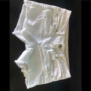 AE Stretch White Denim Shorts